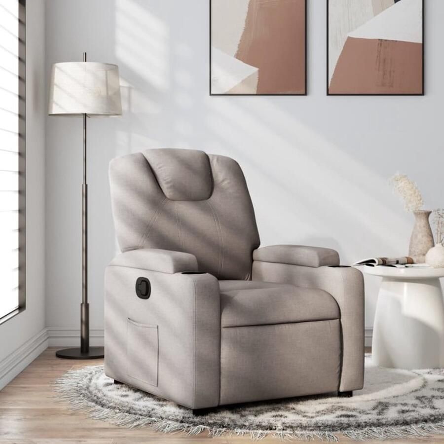 VidaXL Fauteuil verstelbaar stof taupe - Foto 2