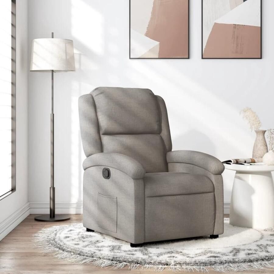 VidaXL Fauteuil verstelbaar stof taupe - Foto 4