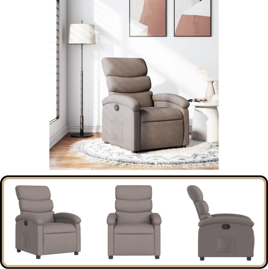 VidaXL Fauteuil Verstelbaar Stof Taupe Verstelbare Fauteuil Lounge Stoel Fauteuils Relaxfauteuil Ergonomische Stoel