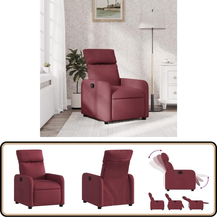 VidaXL Fauteuil Verstelbaar Stof Wijnrood Fauteuil Fauteuils Relaxfauteuil Leunstoel