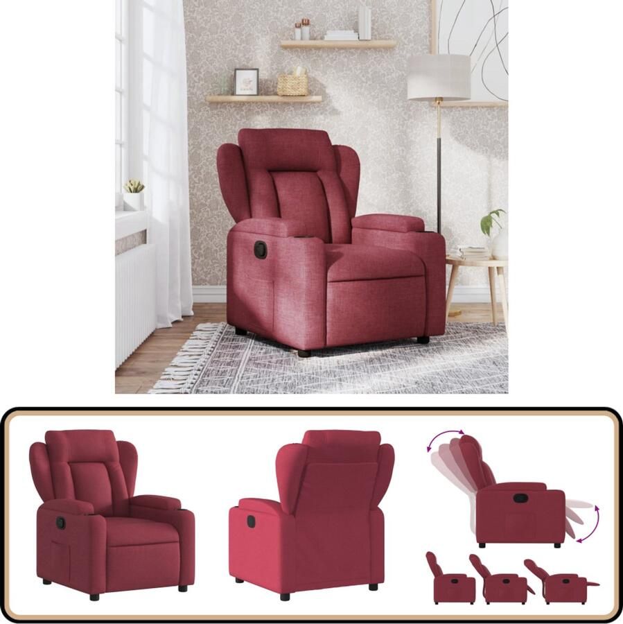 VidaXL Fauteuil Verstelbaar Stof Wijnrood Verstelbare Fauteuil Fauteuils Lounge Stoel Relaxfauteuil Woonkamerstoel