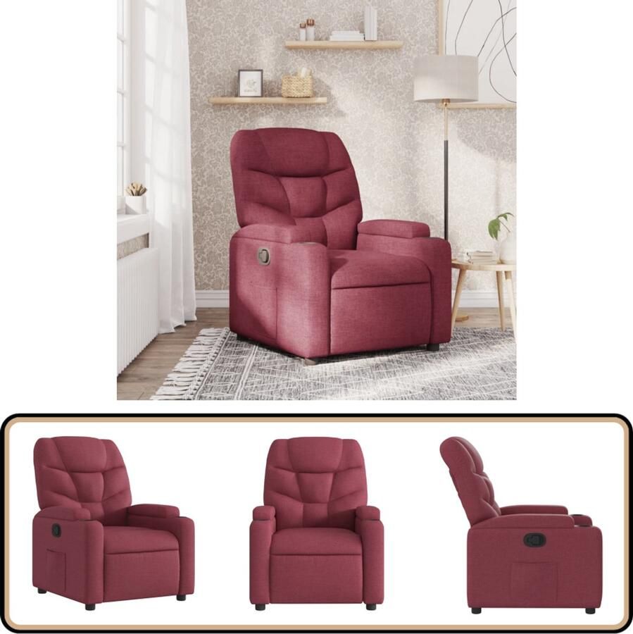 VidaXL Fauteuil Verstelbaar Stof Wijnrood Verstelbare Fauteuil Lounge Stoel Fauteuils Relaxfauteuil Ergonomische Stoel