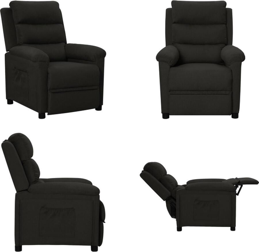 VidaXL Fauteuil verstelbaar stof zwart Fauteuil Fauteuils Leunstoel Relaxfauteuil - Foto 2