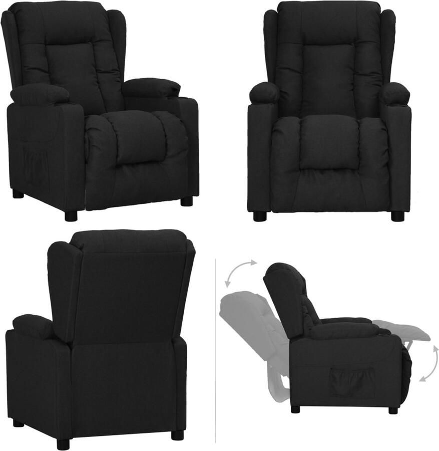 VidaXL Fauteuil verstelbaar stof zwart Fauteuil Fauteuils Leunstoel Relaxfauteuil
