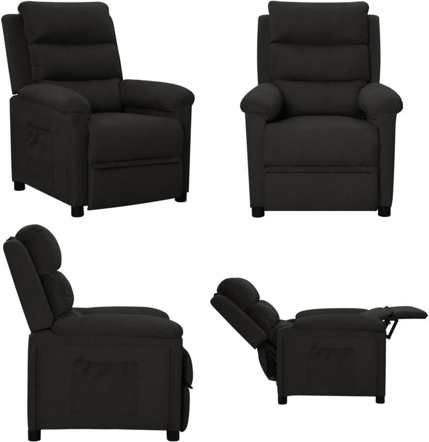 VidaXL Fauteuil verstelbaar stof zwart Fauteuil Fauteuils Leunstoel Relaxfauteuil