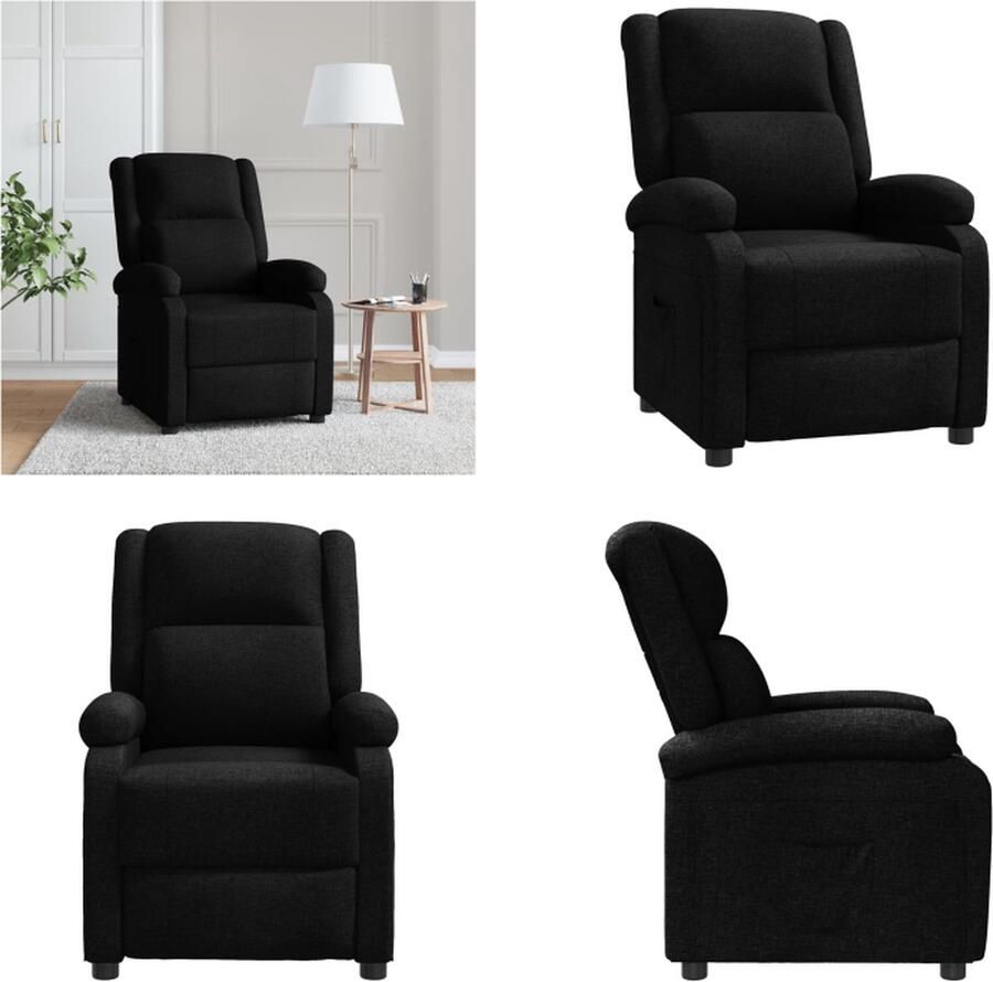 VidaXL Fauteuil verstelbaar stof zwart Fauteuil Fauteuils Leunstoel Relaxfauteuil