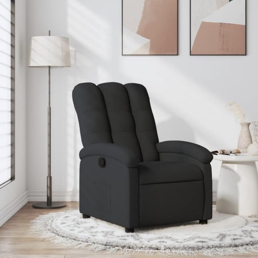 VidaXL Fauteuil verstelbaar stof zwart - Foto 2