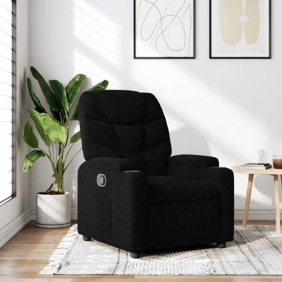 VidaXL Fauteuil verstelbaar stof zwart - Foto 2