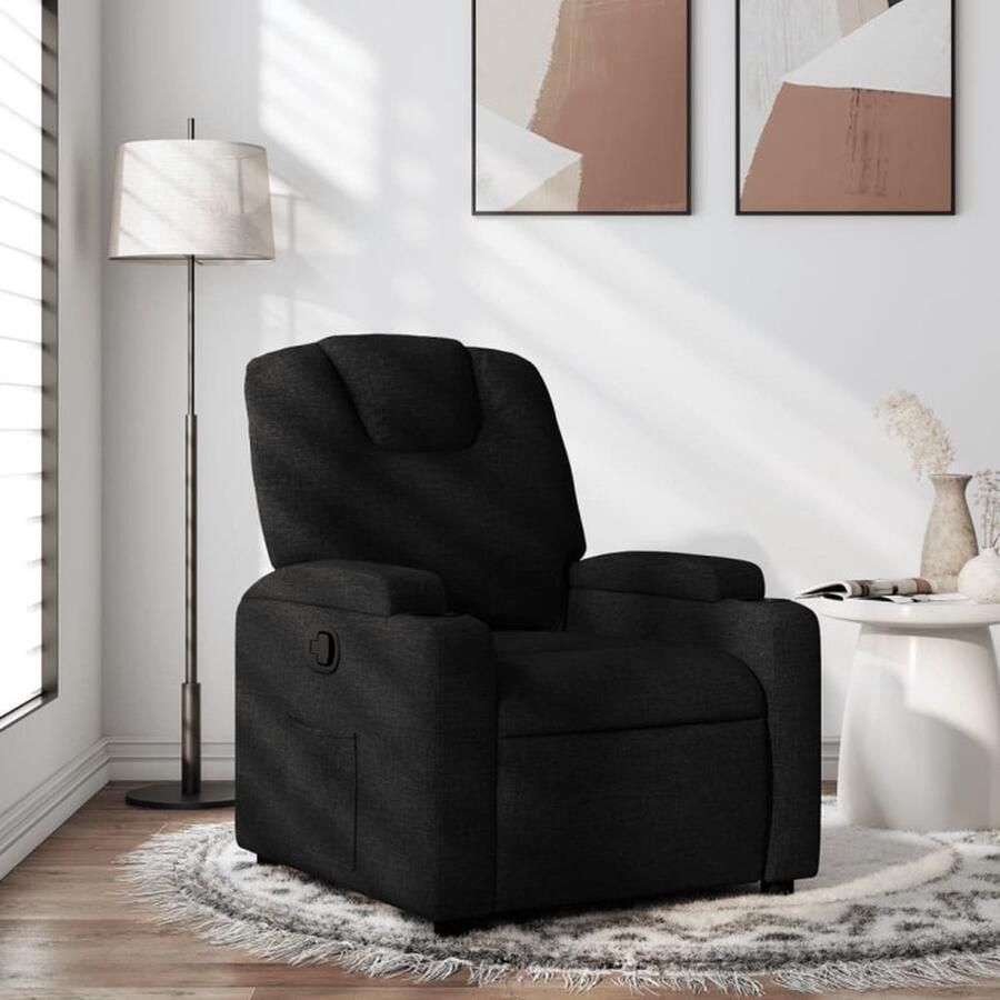 VidaXL Fauteuil verstelbaar stof zwart - Foto 2