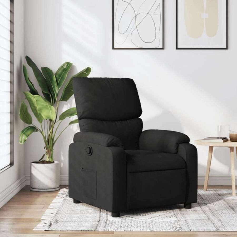 VidaXL Fauteuil verstelbaar stof zwart - Foto 2