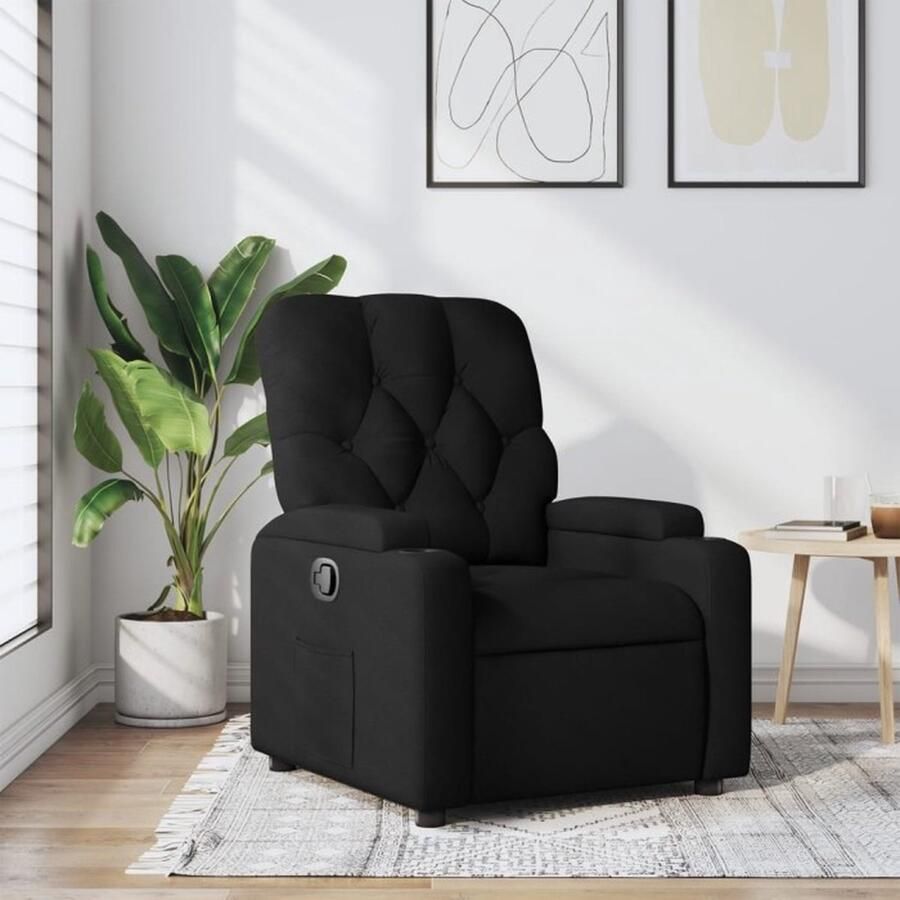 VidaXL Fauteuil verstelbaar stof zwart - Foto 2