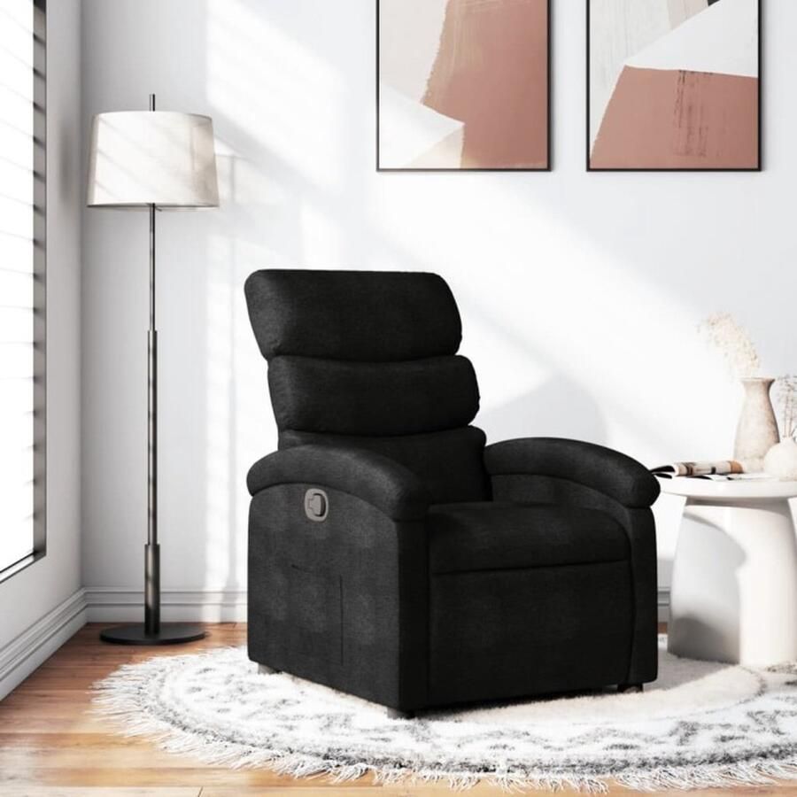 VidaXL Fauteuil verstelbaar stof zwart - Foto 2