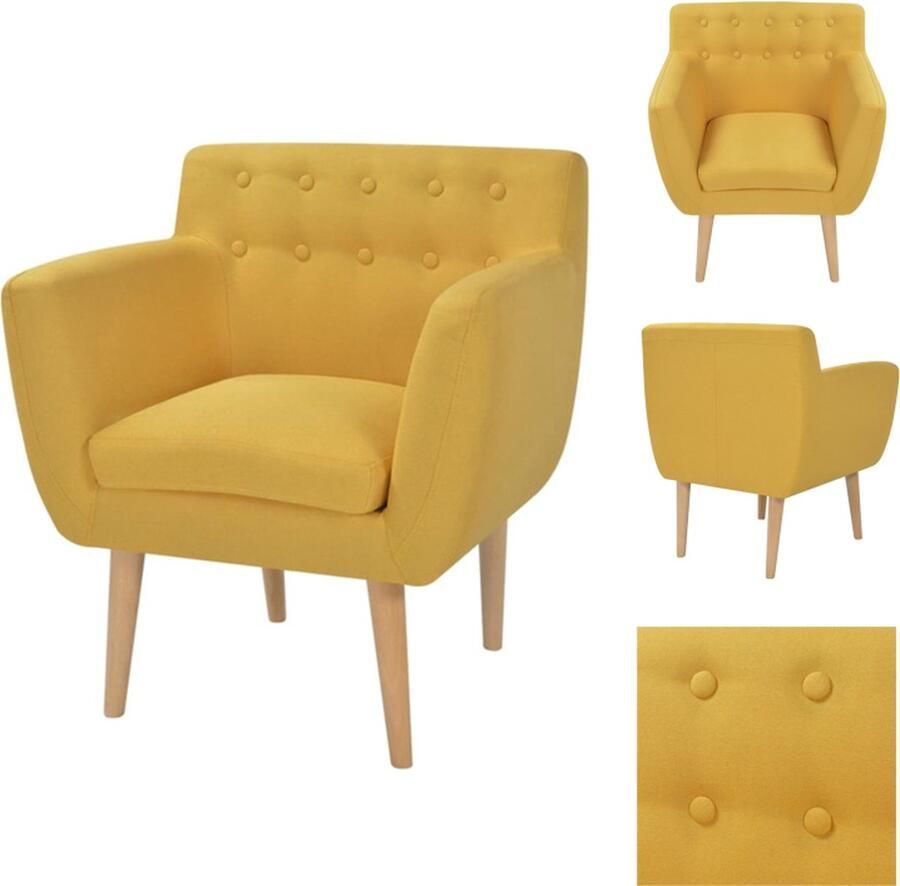 VidaXL Fauteuil Fauteuils Armstoel Armstoelen Fauteuil stof geel - Foto 2