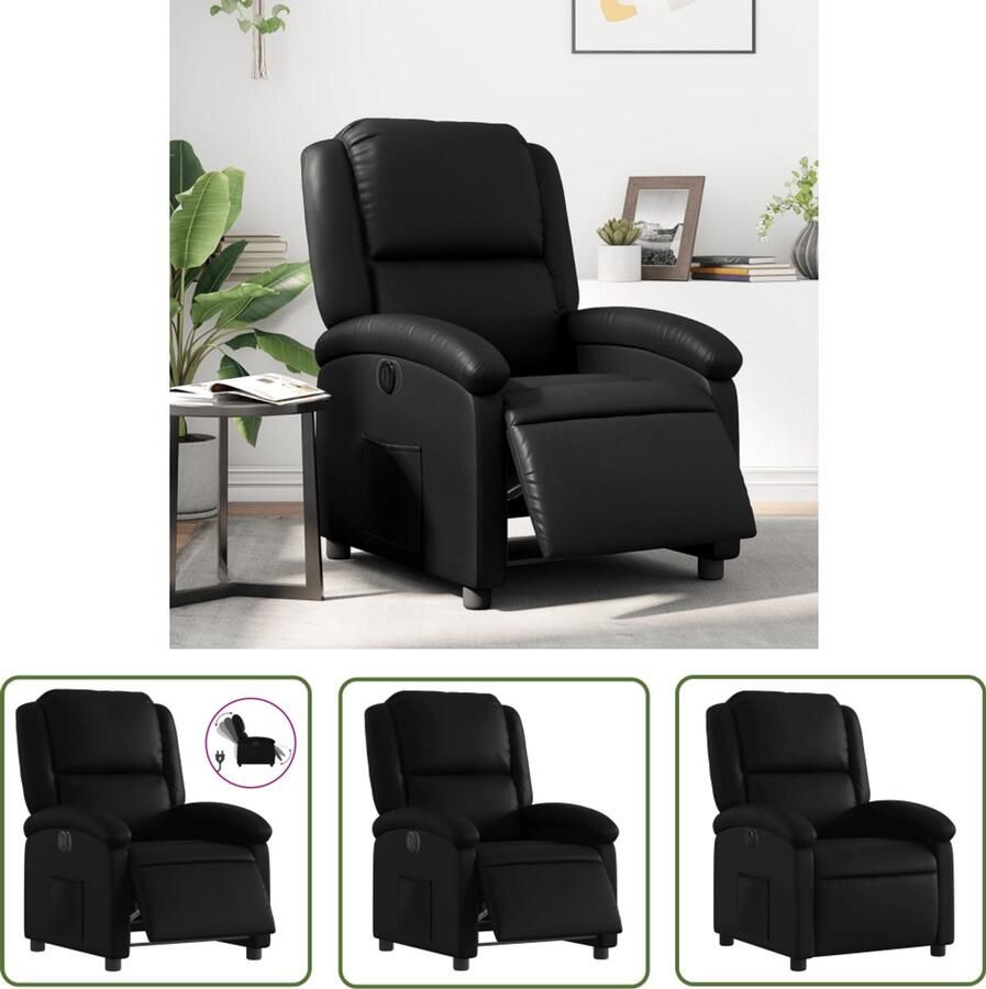 VidaXL Fauteuil elektrisch verstelbaar kunstleer zwart Elektrische Fauteuil Zwart Lounge Stoel Relaxstoel Lederlook Fauteuil