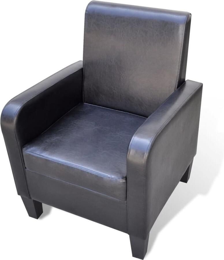 VidaXL Fauteuil Zwart Kunstleer Stijlvol & Comfortabel Fauteuil Zwarte Fauteuil Ergonomische Fauteuil Kunstlederen Fauteuil Livingroom Meubels Woonkamermeubilair - Foto 2