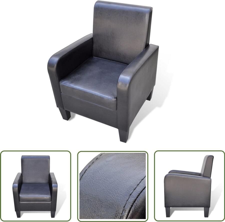VidaXL Fauteuil Zwart Kunstleer Stijlvol & Comfortabel Fauteuil Zwarte Fauteuil Ergonomische Fauteuil Kunstlederen Fauteuil Livingroom Meubels Woonkamermeubilair