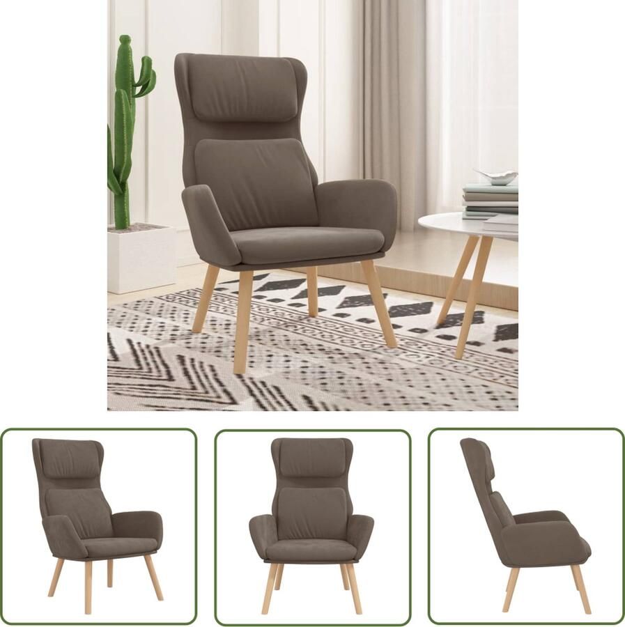 The Living Store Fauteuil Bruin Fluweel 70x77x98 cm Optimaal zitcomfort Relaxstoel Fauteuill Bruine Fauteuil Velvet Fauteuil Comfortabele Stoel