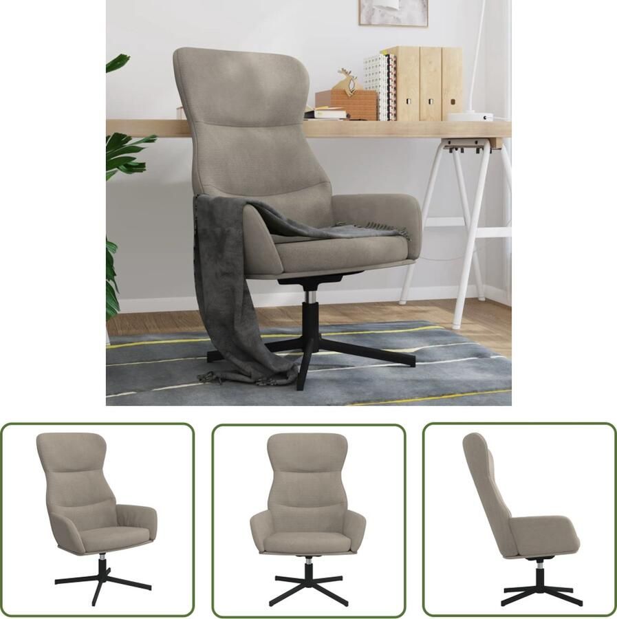 The Living Store Fauteuil fluweel lichtgrijs 70x77x94 cm 360 graden draaibaar Relaxstoel Fauteuill Fluweel Grijs Comfortabel - Foto 3