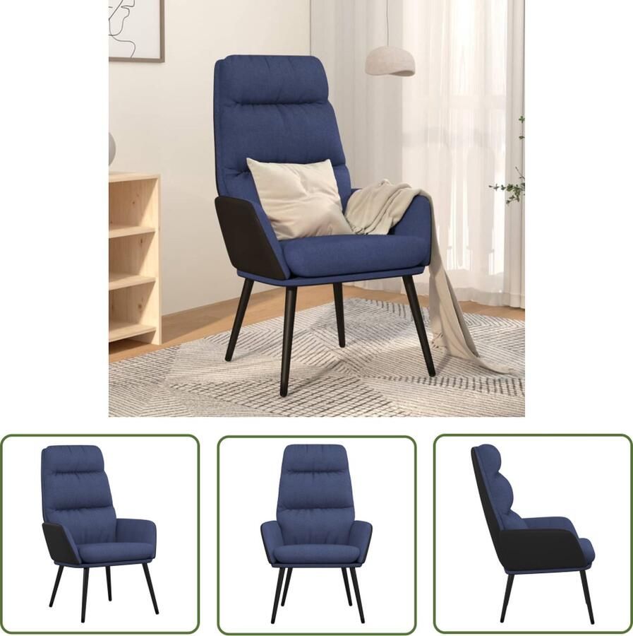 The Living Store Fauteuil Relaxstoel Blauw 70 x 77 x 98 cm Optimaal zitcomfort Relaxstoel Fauteuill Blauwe Stoffen Meubels Lounge Stoel Loungestoel