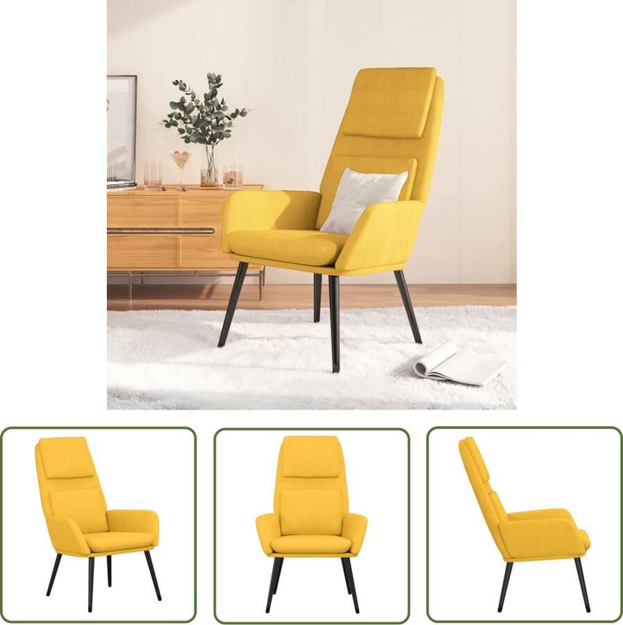 The Living Store Fauteuil Relaxstoel 70 x 77 x 98 cm Mosterdgeel Relaxstoel Fauteuill Lounge Chair Mustard Yellow Velours - Foto 2