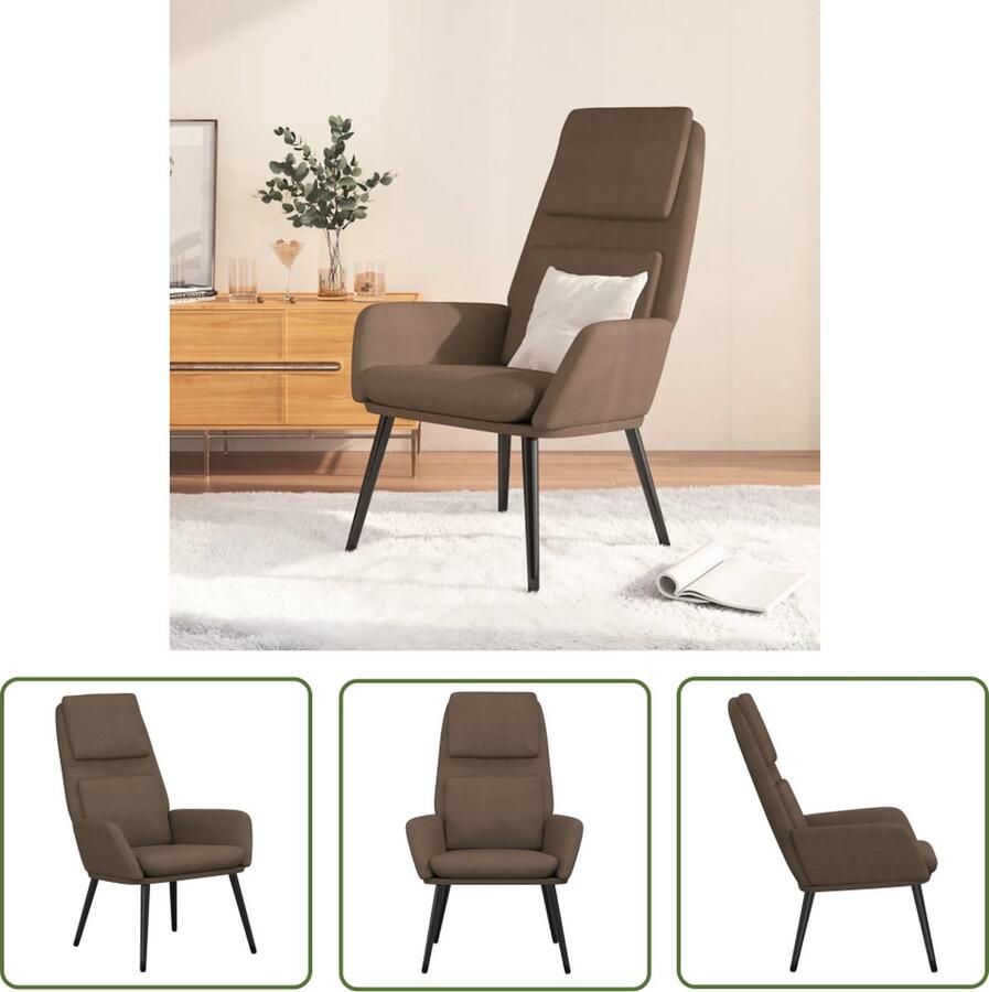 The Living Store Fauteuil Dik gevoerd Zacht stof Metalen frame Taupe 100% polyester 70x77x98cm Relaxstoel Fauteuill Lounge Chair Stoffen Fauteuil Taupe Fauteuil