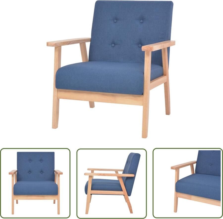 The Living Store Fauteuil Comfortabele zithoek Blauw 64.5 x 67 x 73.5 cm Polyester Comfortabele Fauteuil Fauteuils Lounge Stoel Relaxfauteuil Huiskamer Meubels - Foto 2