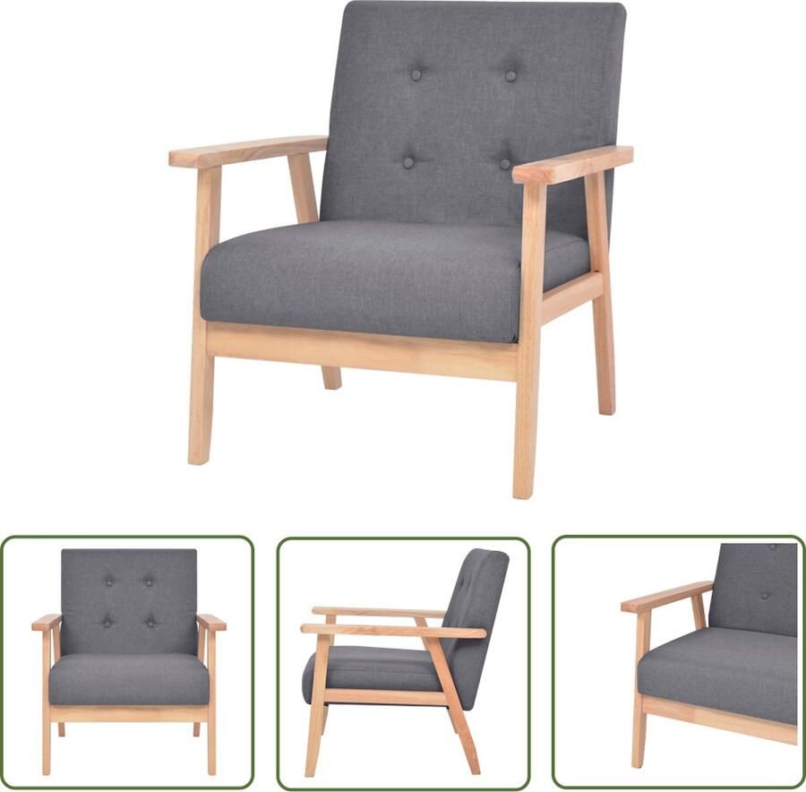 The Living Store Fauteuil Comfort Fauteuils 64.5 x 67 x 73.5 cm Donkergrijs Comfortabele Fauteuil Fauteuils Lounge Stoel Leesfauteuil Grijs Fauteuil - Foto 2