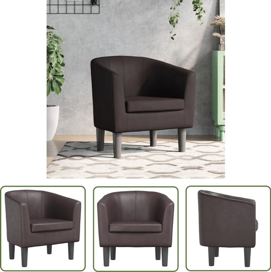 The Living Store Kuipstoel kunstleer bruin Kuipstoel Fauteuils Lounge Stoel Eetkamerstoelen Modern Interieur