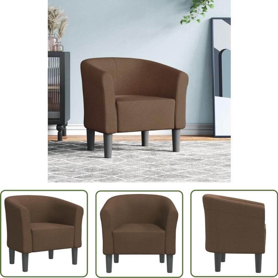 The Living Store Kuipstoel stof bruin Moderne Kuipstoel Fauteuils Bruine Stoel Lounge Stoel Eetkamerstoelen