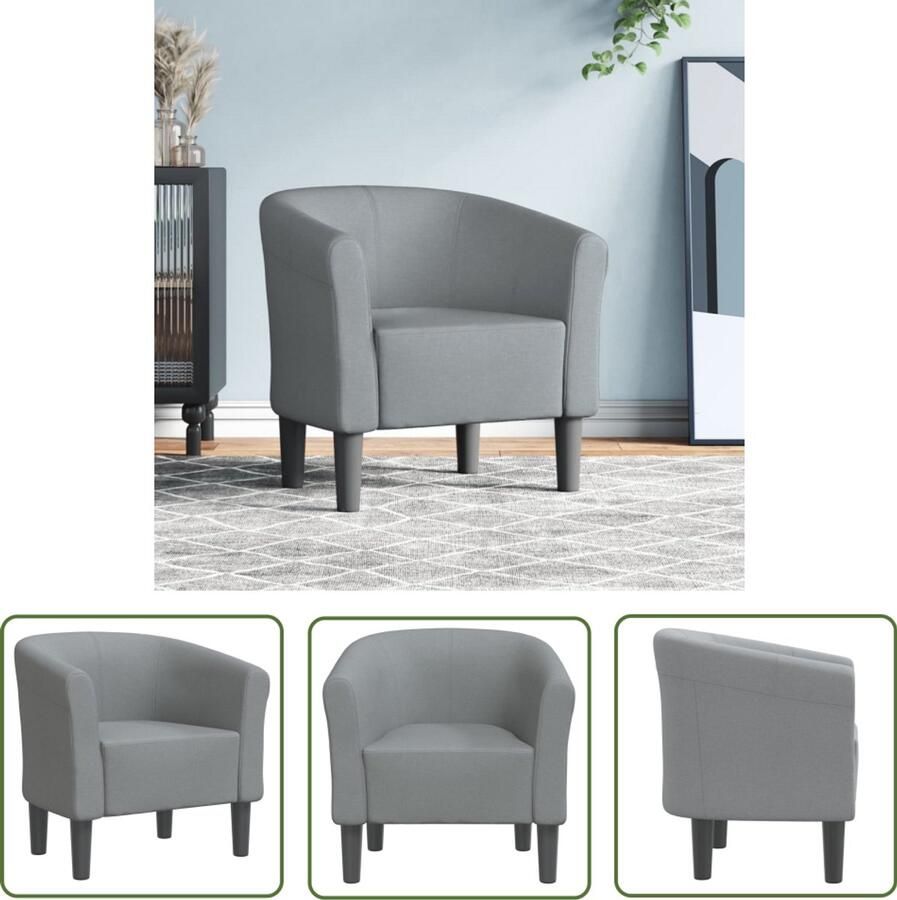 The Living Store Kuipstoel stof lichtgrijs Moderne Fauteuil Kuipstoel Leesfauteuil Loungestoel Kamerstoel