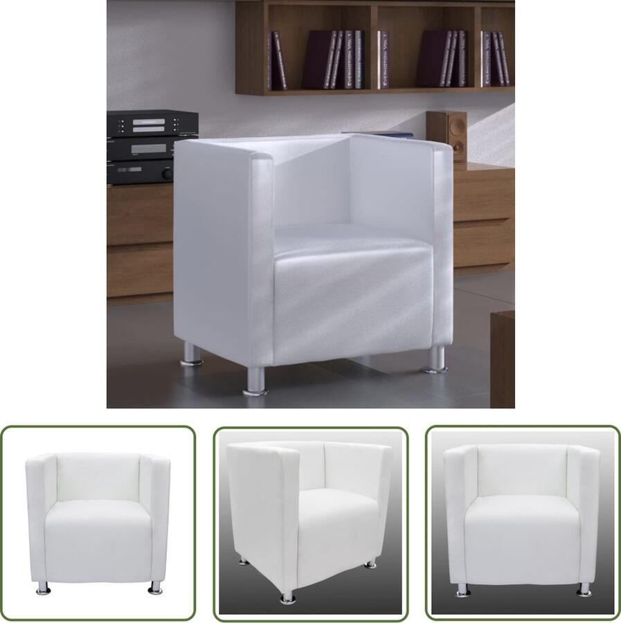The Living Store Loungestoel Klassiek Stoelen 71 x 54 x 69 cm Wit PVC Loungestok Fauteuils Lounge Stoel Tuinstoelen Buiten Meubilair