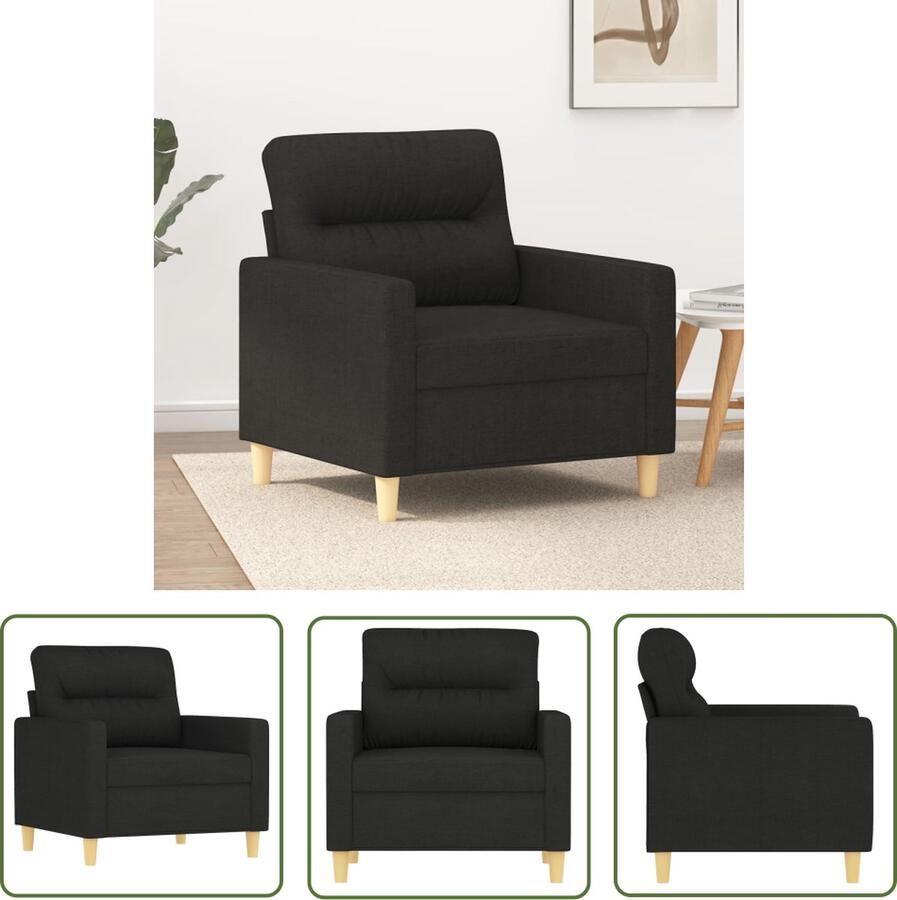 The Living Store Fauteuil 60 cm stof zwart Comfortabele Stoel Fauteuils Online Kopen Zwarte Fauteuil Lounge Stoel Relaxfauteuil