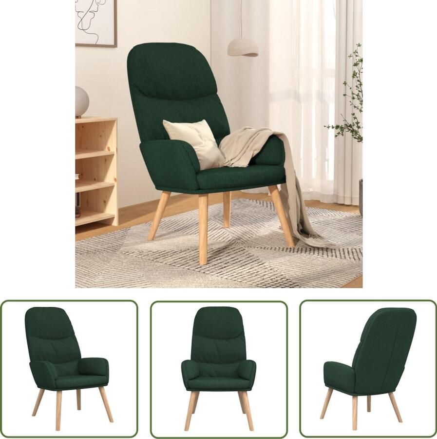 The Living Store Relaxstoel fluweel donkergoen Relaxfauteuil Fauteuils Loungestoel Donkere Meubels Velours Fauteuil