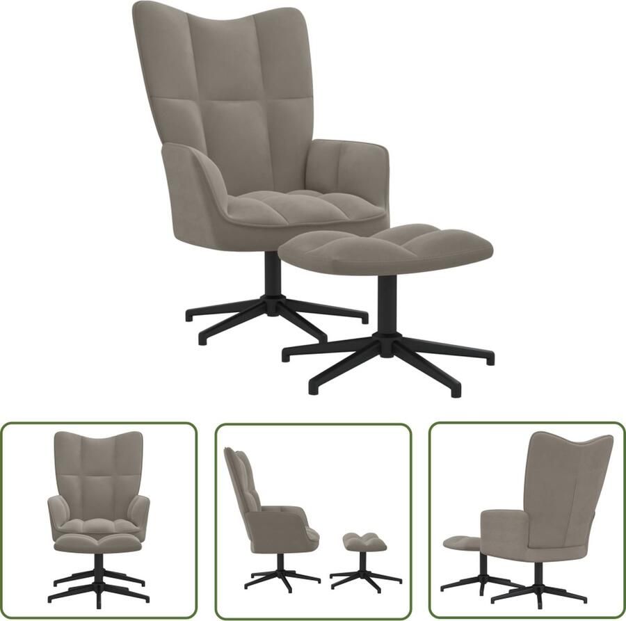 The Living Store Relaxstoel Vido Fauteuil Lichtgrijs 62x68x98 cm Fluweel Relaxfauteuil Fauteuils Lounge Chair Loungestoel Comfortabel Zitten - Foto 2