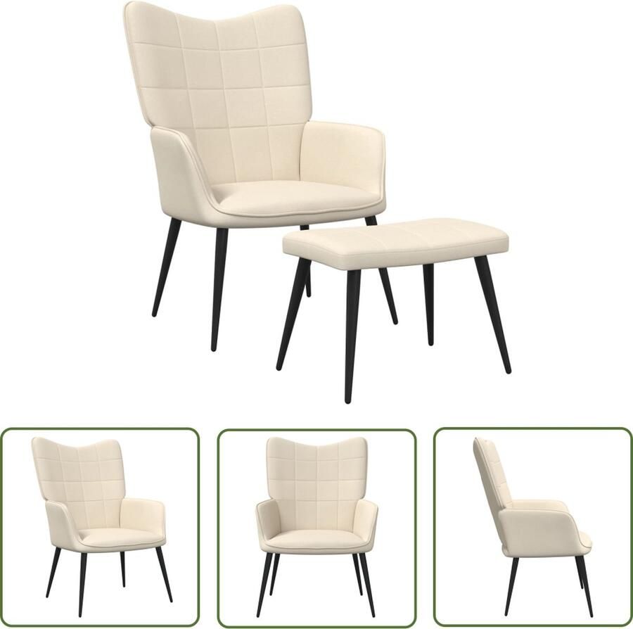 The Living Store Relaxfauteuil naam Stoel 61 x 70 x 96.5 cm Kleur- crème Relaxfauteuil Fauteuils Lounge Chair Loungestoel Crema Kleur - Foto 3
