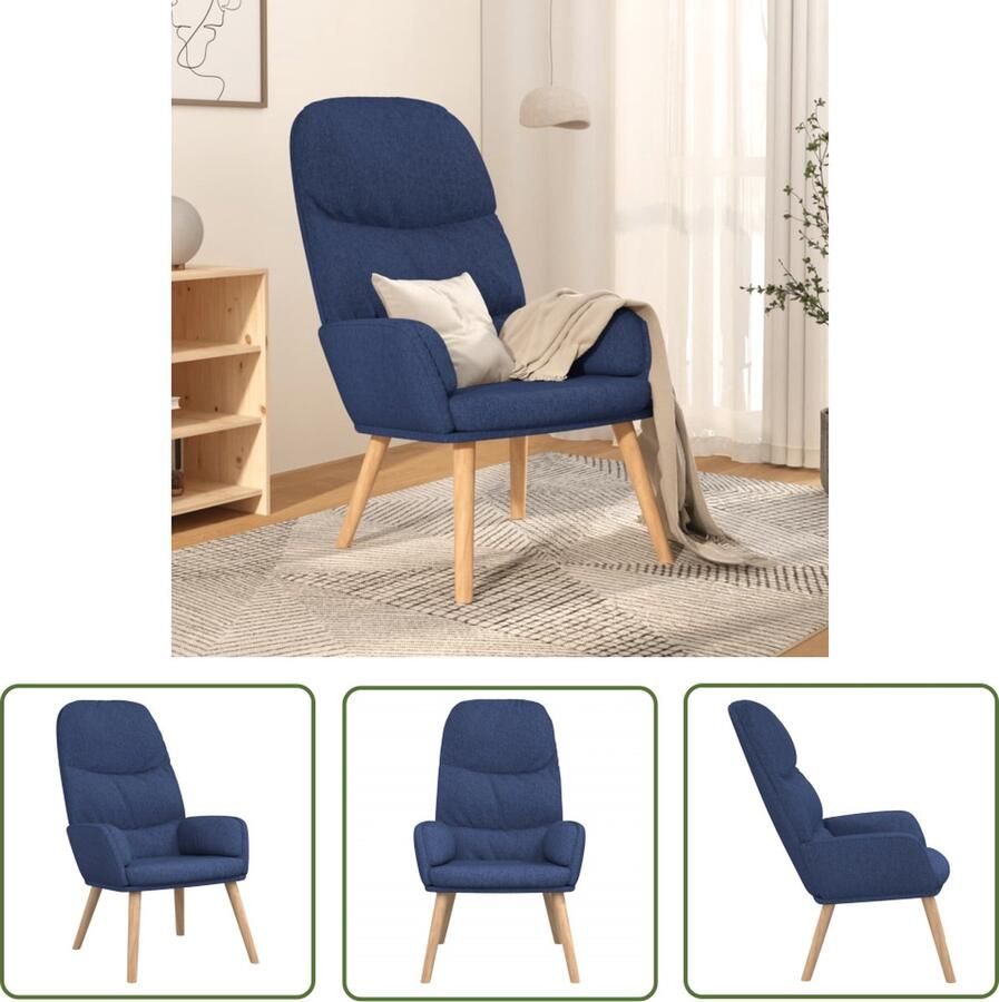The Living Store Fauteuil Relax Blauw 70 x 77 x 98 cm Dik Gevoerd Metaal Relaxfauteuil Fauteuils Lounge Chair Loungestoel Velours - Foto 2