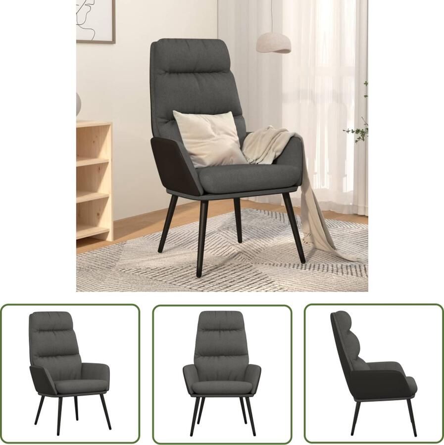 The Living Store Fauteuil Comfort donkergrijs 70 x 77 x 98 cm Relaxfauteuil Fauteuils Lounge Chair Comfortstoel Grijs Meubilair