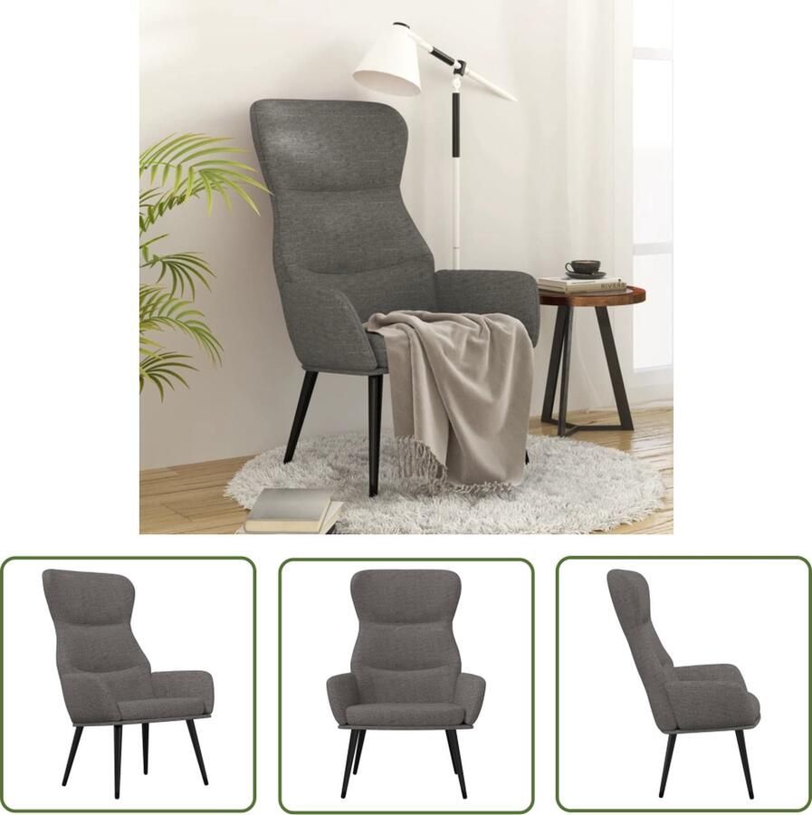 The Living Store Fauteuil Dik gevoerd Zacht aanvoelende stof Stevig metalen frame Lichtgrijs 70 x 77 x 94 cm Optimaal zitcomfort Relaxfauteuil Fauteuils Lounge Chair Comfortabel Zitten Grijs Meubilair