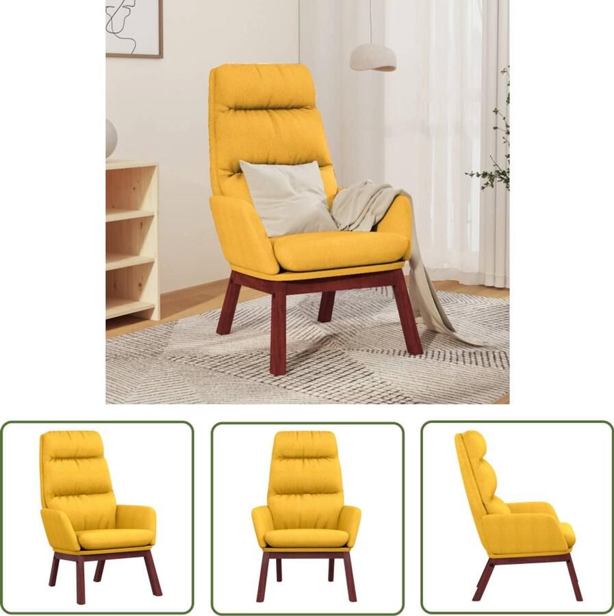 The Living Store Relaxstoel stof mosterdgeel Relaxfauteuil Fauteuils Lounge Stoel Mosterdgeel Meubilair Comfy Stoel