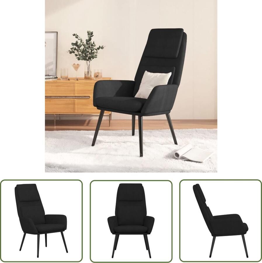 The Living Store fauteuil Comfort 70 x 77 x 98 cm zwart stof Relaxfauteuil Fauteuils Lounge Chair Comfortabele Stoel Zwarte Stoel - Foto 2