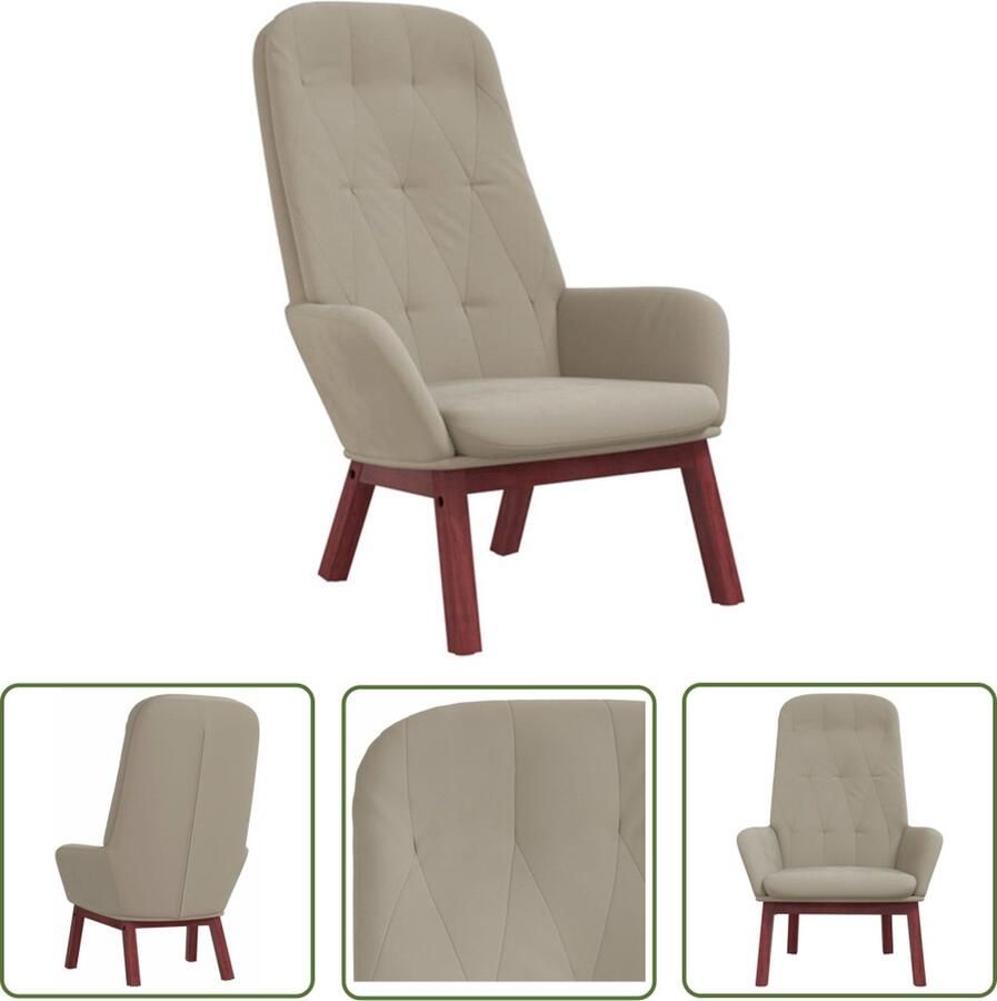 The Living Store Relaxstoel Trendy Meubels 70 x 77 x 98 cm Lichtgrijs Relaxstoel Fauteuils Lounge Chair Velvet Meubilair Grijze Bank - Foto 2