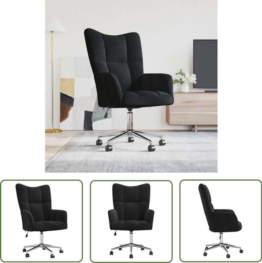 The Living Store Relaxstoel Woonkamerstoel Zwart 61.5 x 69 x (94.5 102) cm Verstelbaar Relaxstoel Fauteuils Lounge Chair Ergonomische Stoel Velvet Stoel - Foto 2