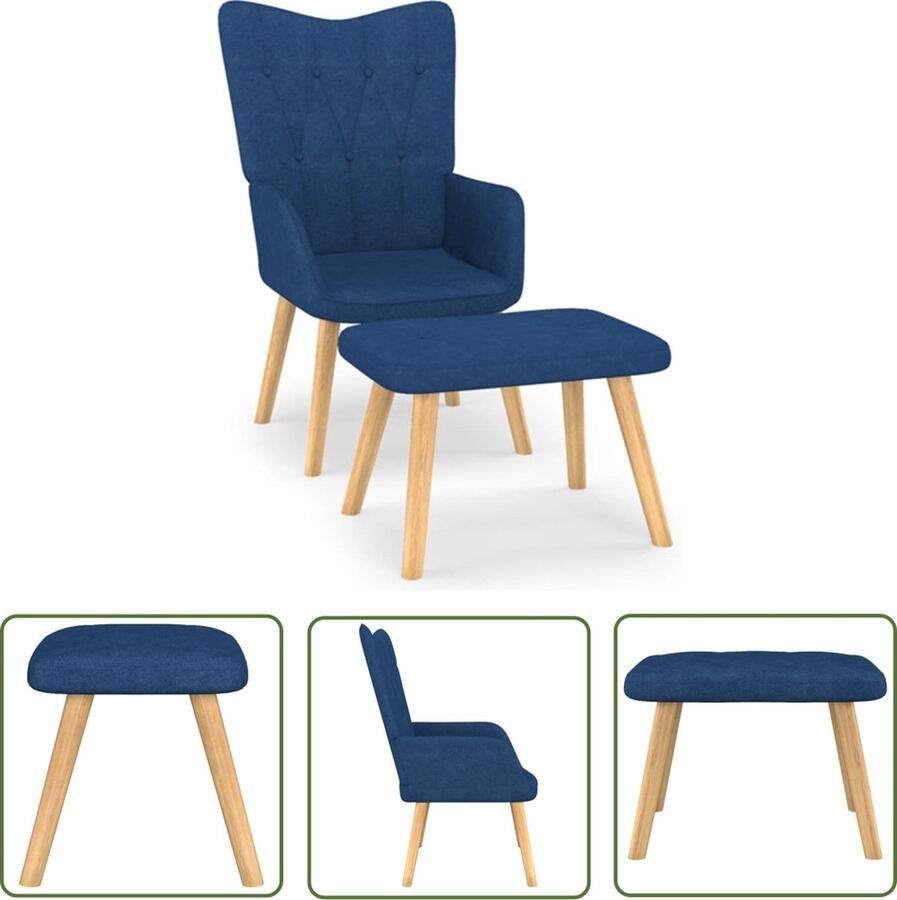 The Living Store Relaxstoel Stoelen 61.5 x 69 x 95.5 cm Blauw Relaxstoel Fauteuils Lounge Chair Blauwe Meubels Blauwe Stoelen