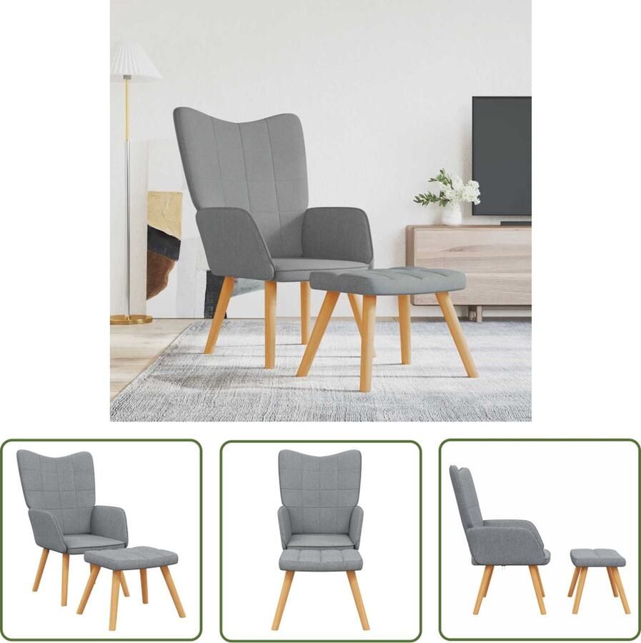 The Living Store Relaxstoel naam Fauteuil 61.5 x 69 x 95.5 cm lichtgrijs Relaxstoel Fauteuils Lounge Chair Loungestoel Woonkamer Meubels
