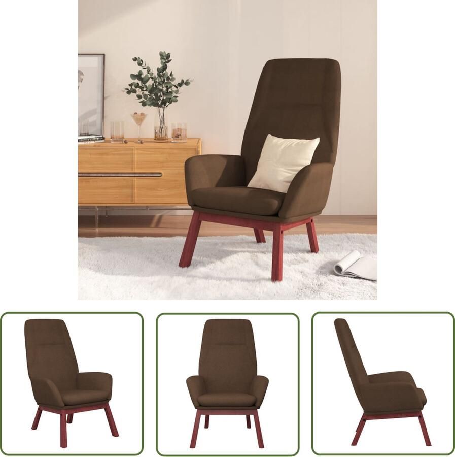 The Living Store Relaxstoel Bruin 70 x 77 x 94 cm Stabiel frame Relaxstoel Fauteuils Lounge Chair Bruin Meubilair Stoffen Bank - Foto 5