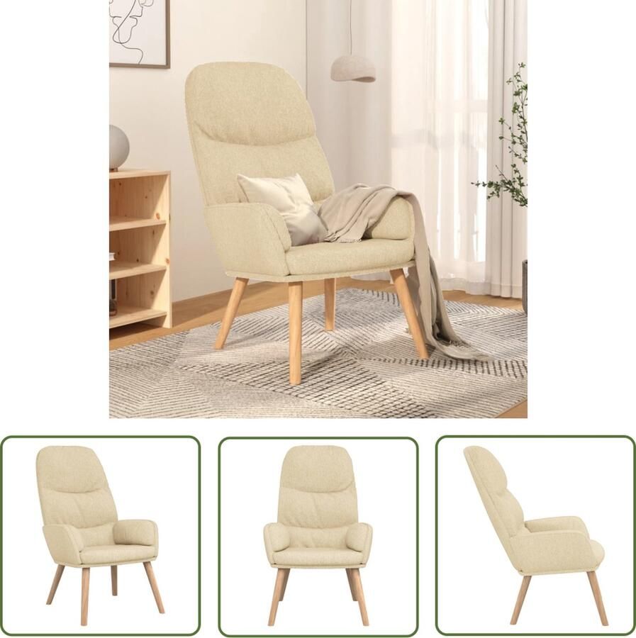 The Living Store Fauteuil Dik gevoerd Zacht aanvoelende stof Metalen frame Rubberwood poten Kleur- crème Afmetingen- 70 x 77 x 98 cm Inclusief armleuningen Relaxstoel Fauteuils Lounge Chair Comfortabele Stoel Creme Kleur - Foto 2