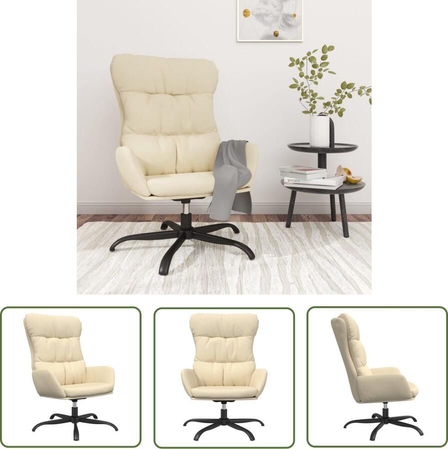 The Living Store Relaxstoel Stof 70 x 77 x 98 cm Crème Relaxstoel Fauteuils Lounge Chair Stoffen Meubels Creme Kleur - Foto 3