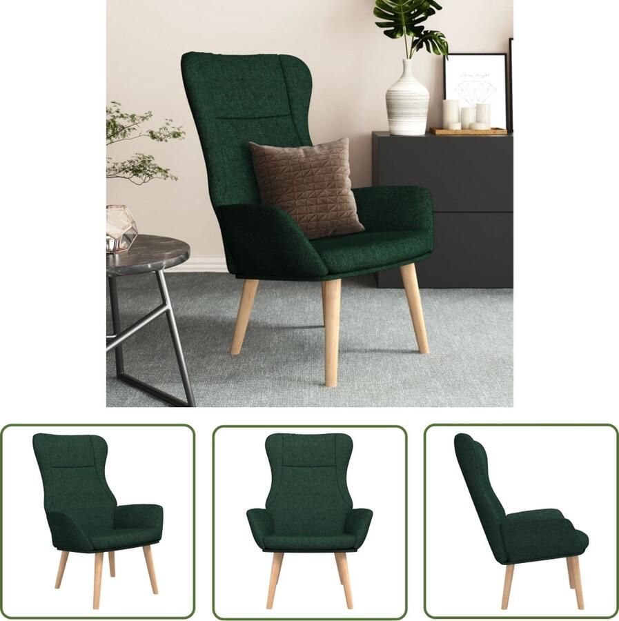 The Living Store Relaxstoel Donkergroen 70 x 77 x 94 cm Metalen frame Stabiel Relaxstoel Fauteuils Lounge Chair Tuinstoel Buitenmeubel