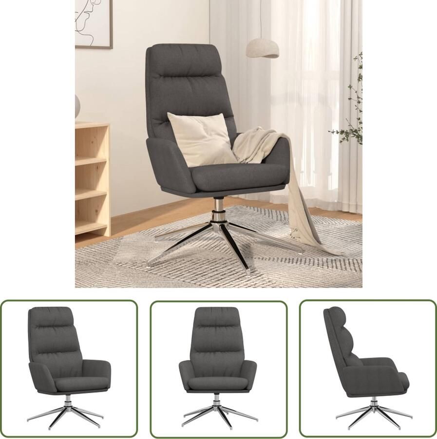 The Living Store Relaxstoel Donkergrijs 70 x 77 x 98 cm Schuimvulling Relaxstoel Fauteuils Lounge Chair Donkere Grijze Meubels Velours Stoffen - Foto 4