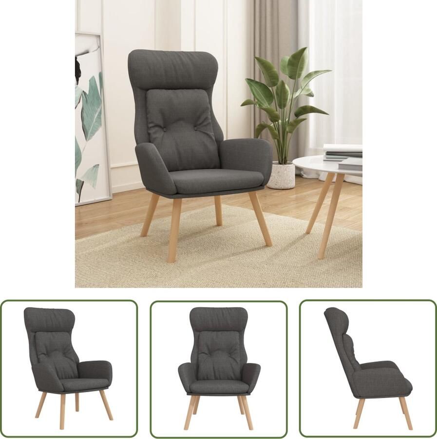 The Living Store Relaxstoel X Fauteuil 70 x 77 x 94 cm Dik gevoerd stabiel Relaxstoel Fauteuils Lounge Chair Grijs Meubilair Comfort Stoel - Foto 2